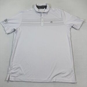 Travis Mathew Polo Shirt Men‎ XL White Plain Golf Cluf Logo Nevada Logo